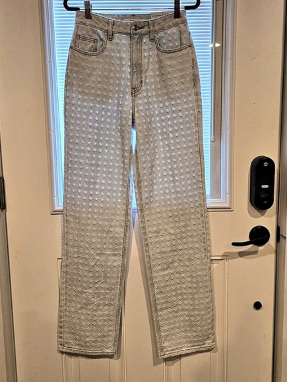 NWT Pacsun 90's Boyfriend Jeans Textured Straight Leg Jeans Light Blue Waist 26